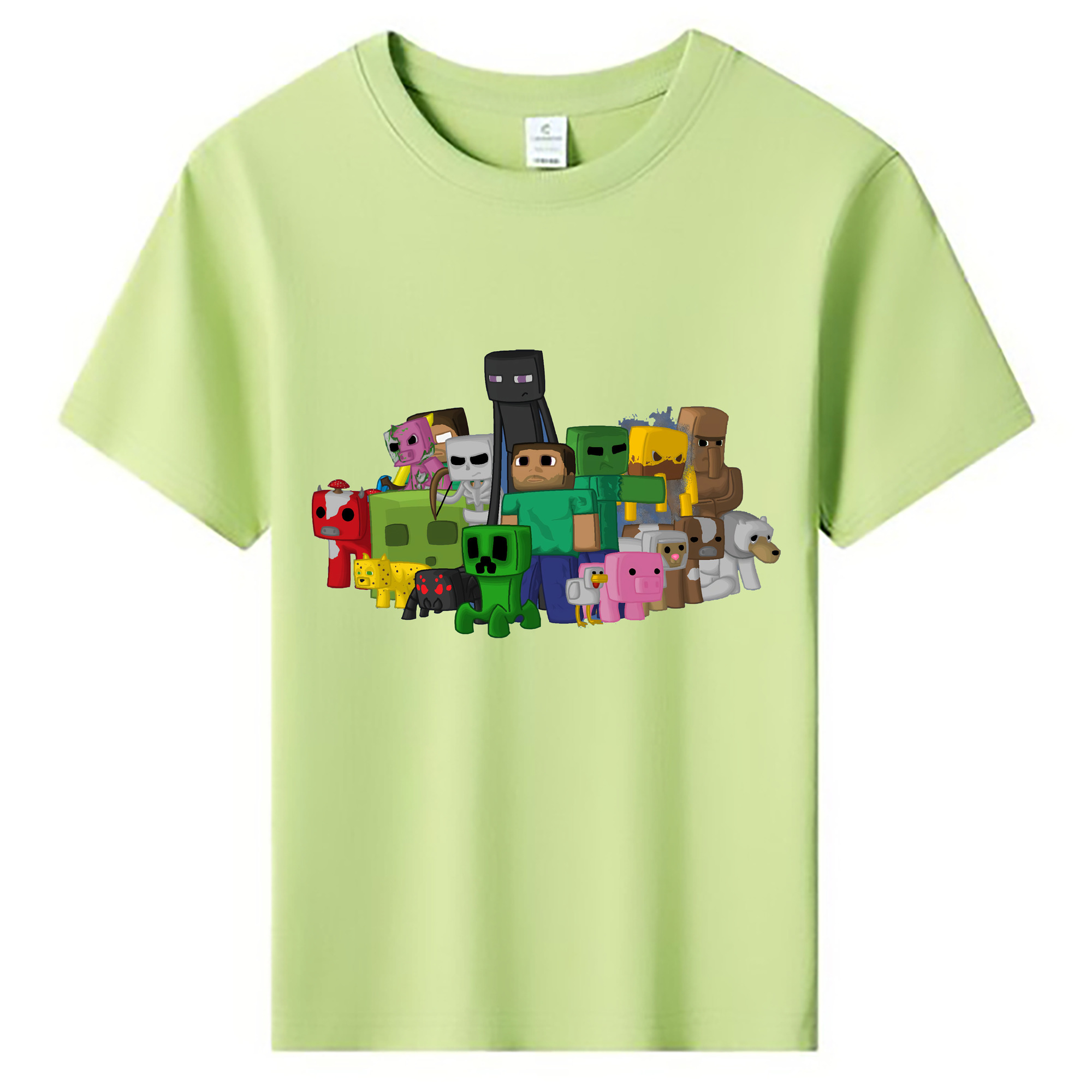 （画像用） マインクラフト ブロックの世界 Minecraft MC Block world 綿100％キッズTシャツ（フロントプリント）